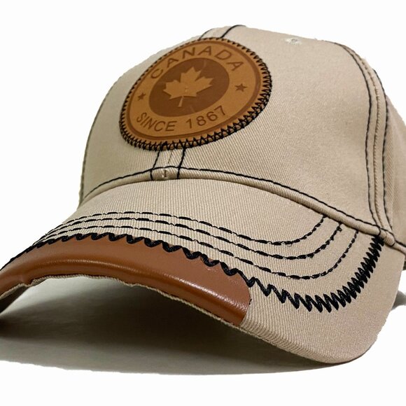 Variety To Go Canadian Baseball Hat, 100% Cotton Maple Leaf Hat (2061 Beige) - Picture 6 of 7